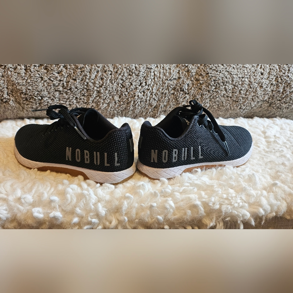 NOBULL Black Knit Womens Lace-Up Sneakers with White Sole